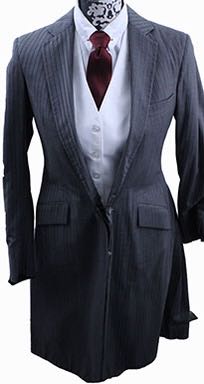 Men's Suit Frierson Grey and Silver Shadow Stripe