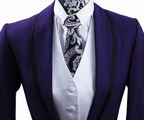 Day Coat Frierson Royal Purple with Black Piping
