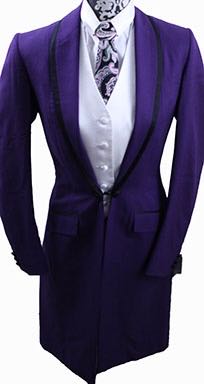 Day Coat Frierson Royal Purple with Black Piping