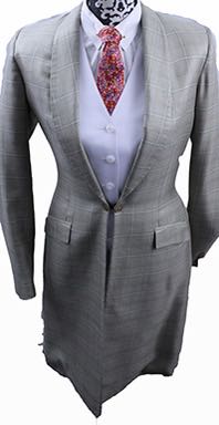 Day Coat Carl Meyers Taupe with Cream and Pumpkin Windowpane