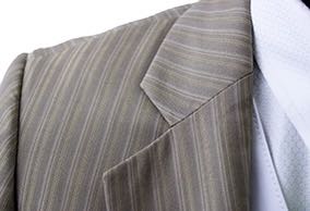 Day Suit DeRegnaucourt Tan with Pink and Gold Pinstripe