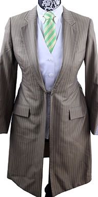Day Suit DeRegnaucourt Tan with Pink and Gold Pinstripe