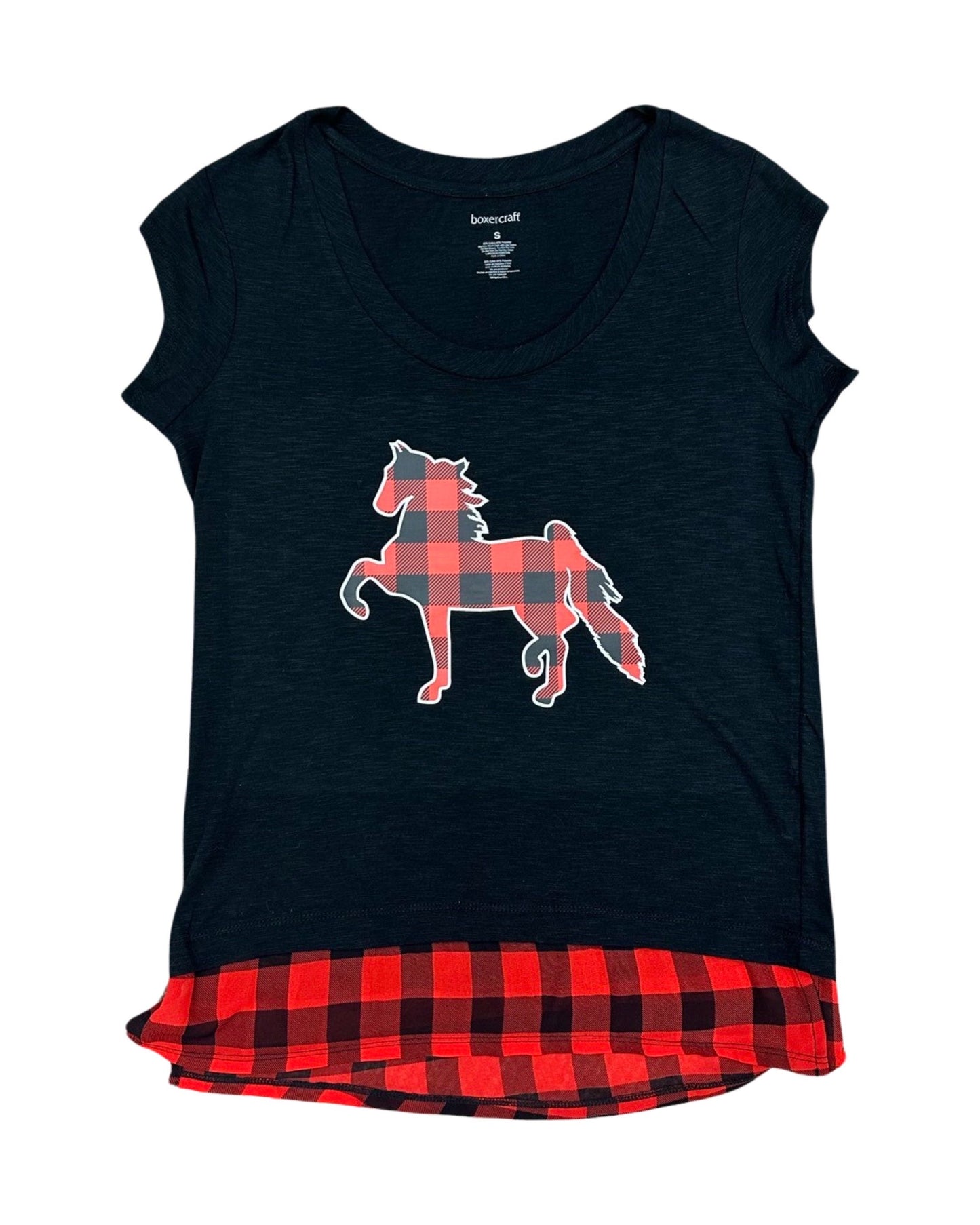 Horse Buffalo Plaid Cap Sleeve