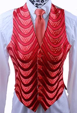 Vest Show Season Reversible Red Brocade/Lime Brocade