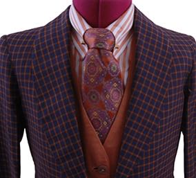 Day Coat Becker Brothers Navy/Orange Squares
