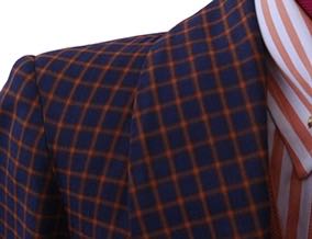 Day Coat Becker Brothers Navy/Orange Squares