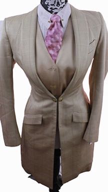 Day Coat RJ Becht Gold with Brown/Cream Windowpane