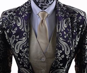 Day Coat Custom Purple and Gold Paisley Brocade