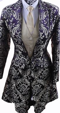 Day Coat Custom Purple and Gold Paisley Brocade