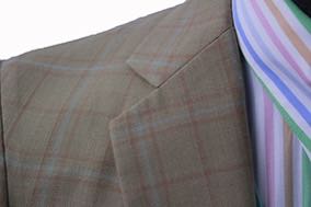 Day Suit Becker Brothers Tan with Tangerine and Aqua Glenplaid