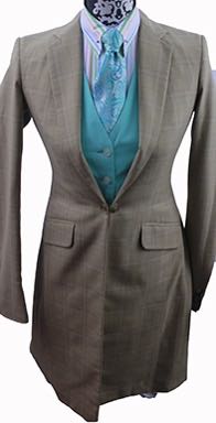 Day Suit Becker Brothers Tan with Tangerine and Aqua Glenplaid