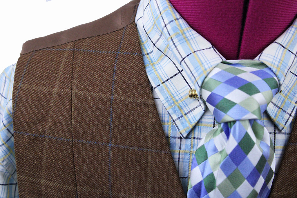 Vest Chavez Bronze with Blue and Gold Windowpane