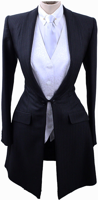 Day Coat Becker Brothers Black with Glitter Pinstripe