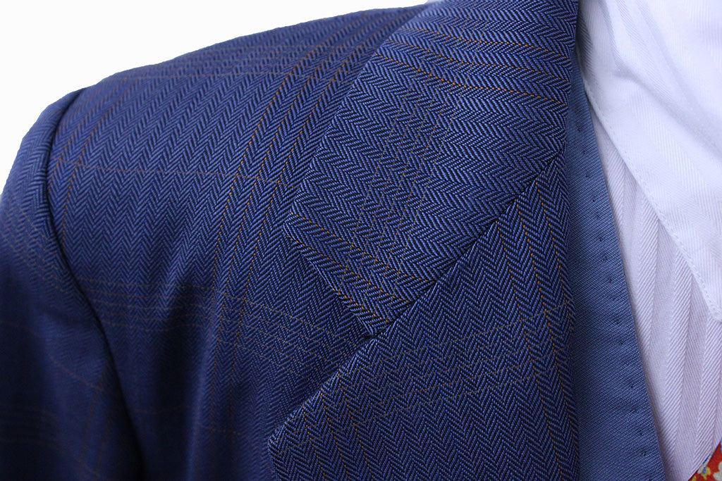 Day Suit Show Season Cadet Blue with Rust and Yellow Glenplaid