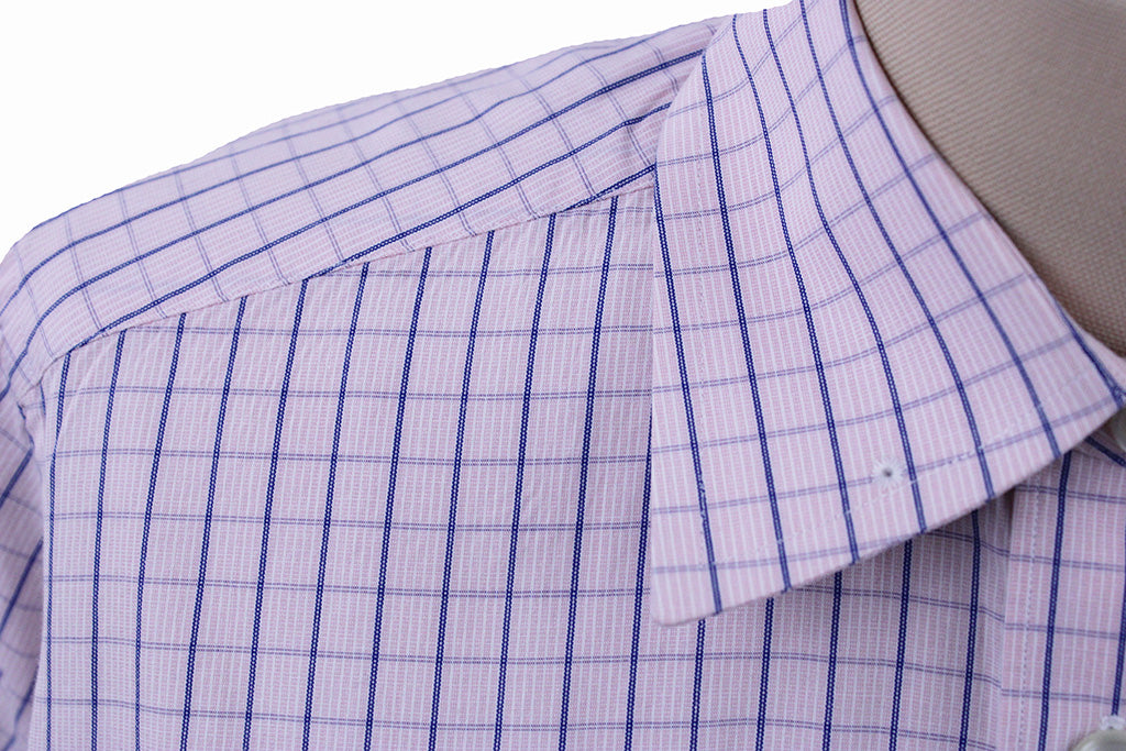 Shirt LeCheval Pink with Blue Box Pattern