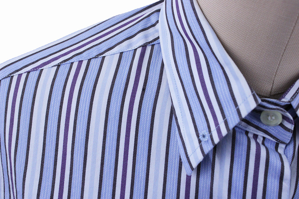 Shirt Richard Bennett Blue with Purple and White Stripe
