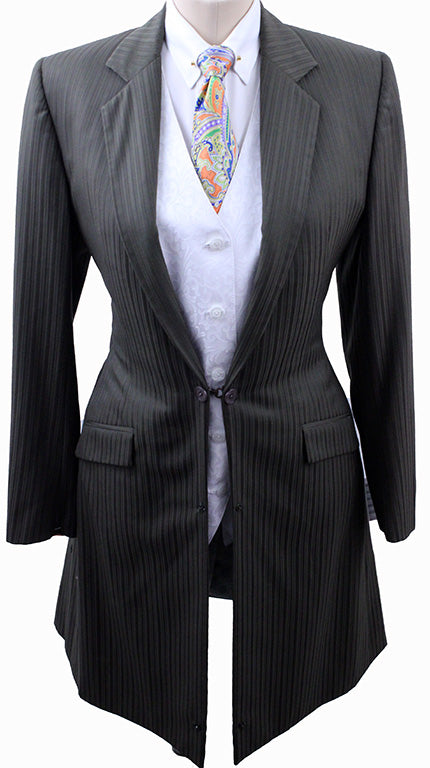 Day Suit Becker Brothers Olive Sheen Shadow Stripe