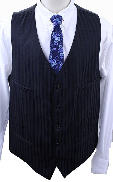 Vest Becker Brothers Men's Navy and Black Shadow Stripe