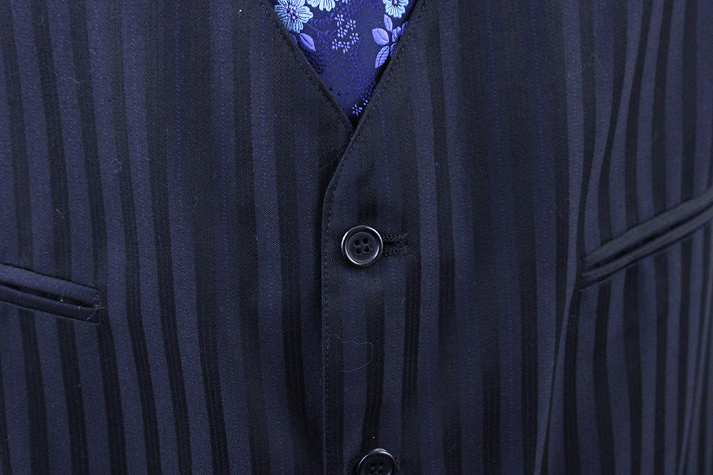 Vest Becker Brothers Men's Navy and Black Shadow Stripe