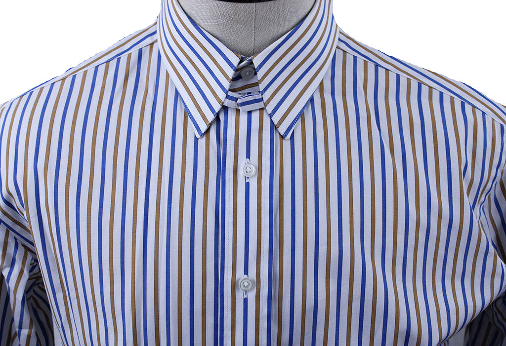 Shirt Chavez White with Blue and Gold Stripe