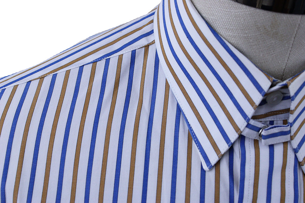 Shirt Chavez White with Blue and Gold Stripe