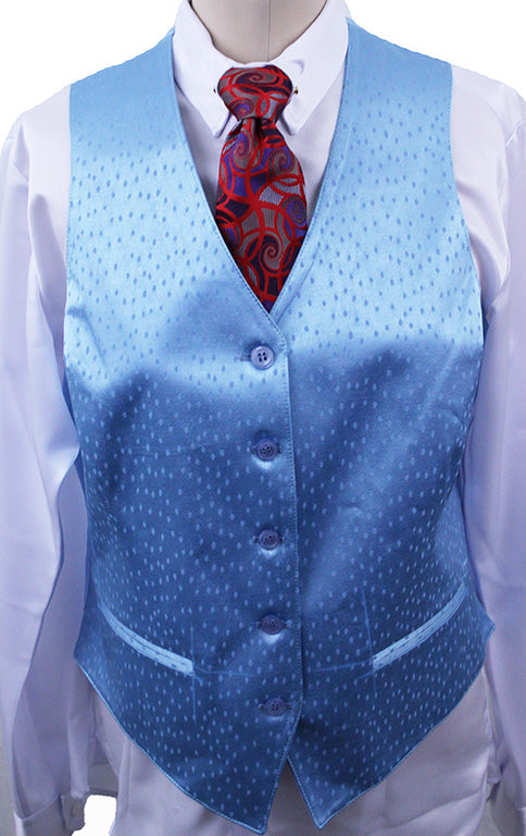 BRAND NEW! Becker Brothers Light Blue Dot Sheen Vest