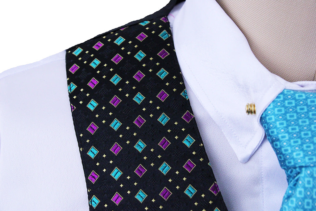 BRAND NEW! Becker Brothers Black with Teal and Berry Diamond Brocade Vest
