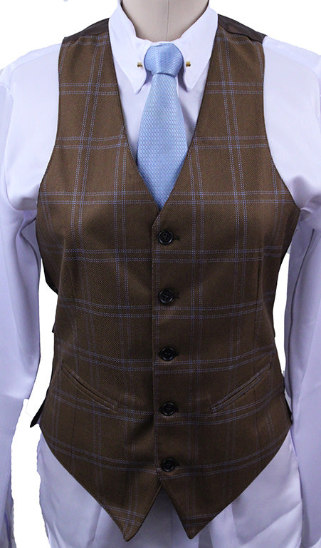 BRAND NEW! Becker Brothers Men's Copper with Blue Windowpane Vest