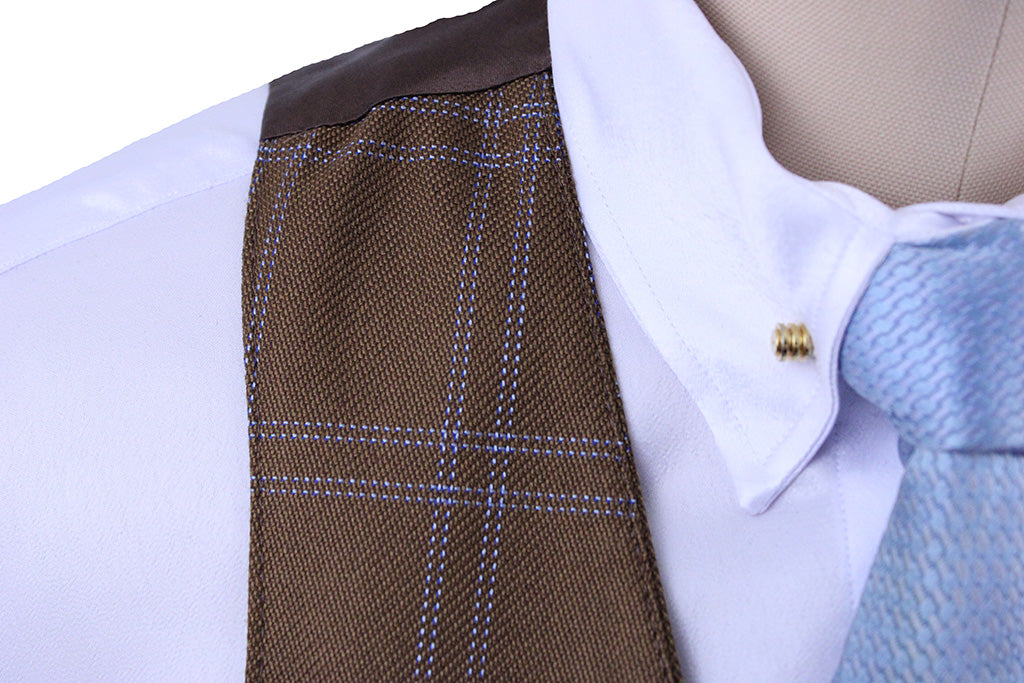 BRAND NEW! Becker Brothers Men's Copper with Blue Windowpane Vest