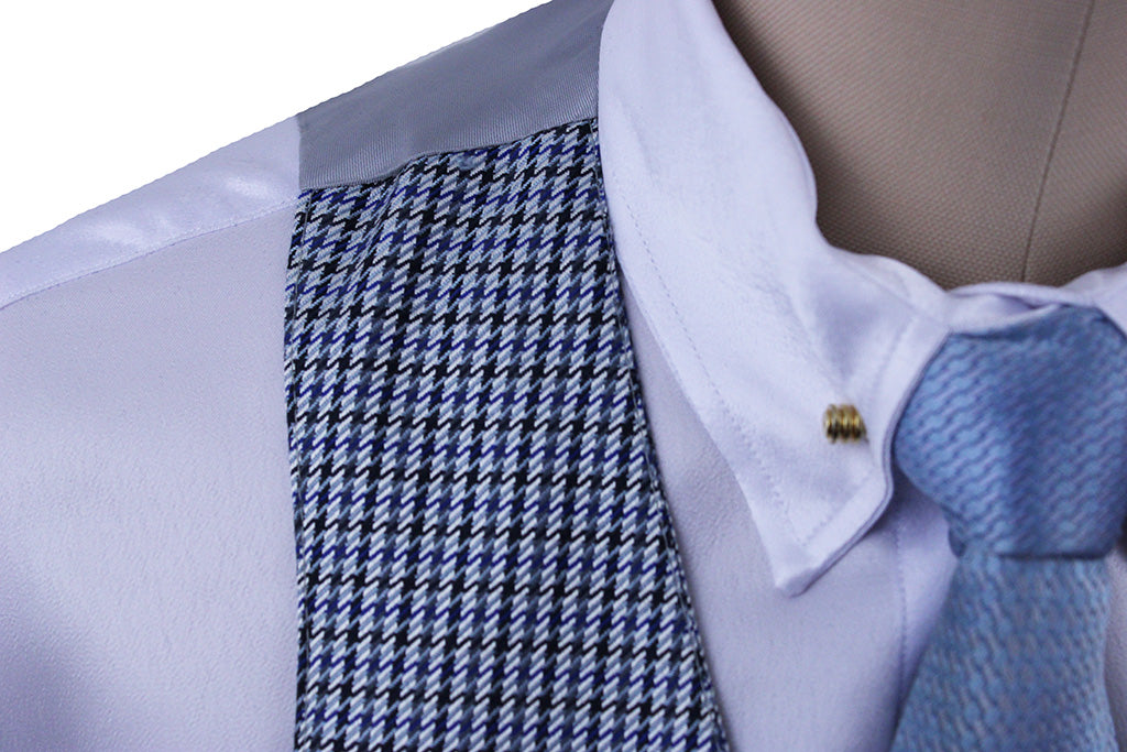BRAND NEW! Becker Brothers Men's Silver and Blue Houndstooth Vest