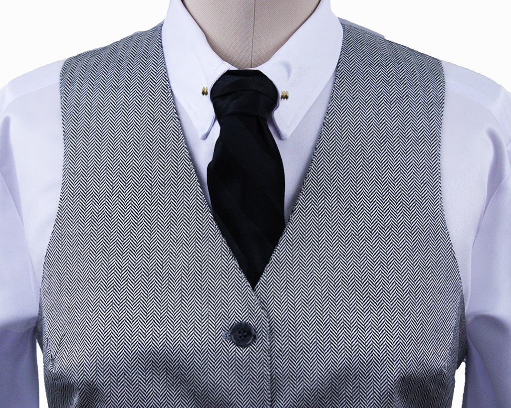 BRAND NEW! Becker Brothers Silver and Black Herringbone Vest
