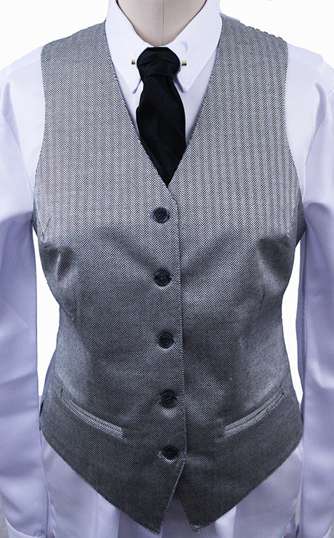 BRAND NEW! Becker Brothers Silver and Black Herringbone Vest