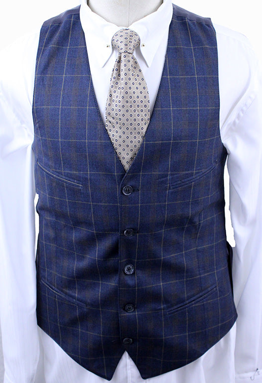 BRAND NEW! Becker Brothers Slate and Gold Glenplaid Men's Vest