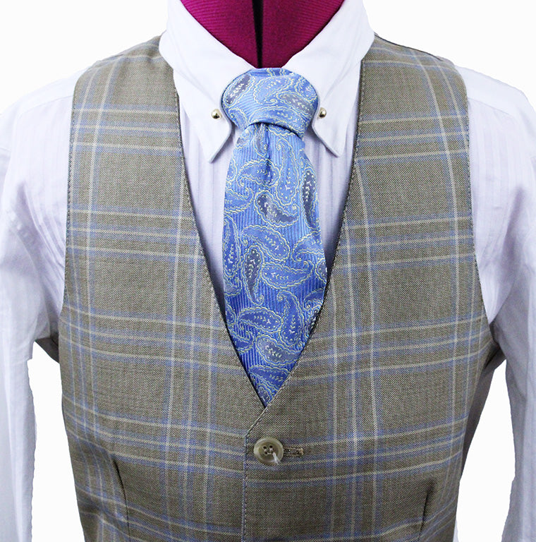 BRAND NEW! Becker Brothers Light Gold and Blue Glenplaid Boy's Vest