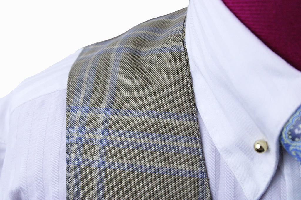 BRAND NEW! Becker Brothers Light Gold and Blue Glenplaid Boy's Vest