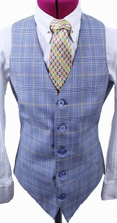 BRAND NEW! Becker Brothers Light Blue and Yellow Glenplaid Boy's Vest