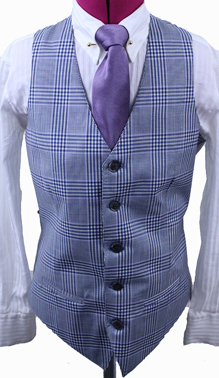BRAND NEW! Becker Brothers Light Blue with Purple Glenplaid Boy's Vest