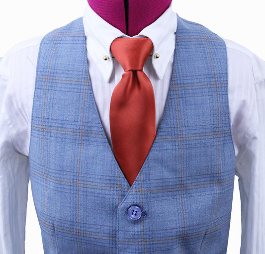 BRAND NEW! Becker Brothers Light Blue and Orange Glenplaid Boy's Vest