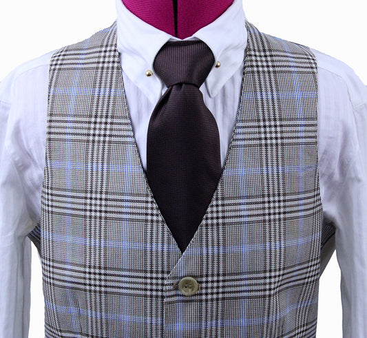 BRAND NEW! Becker Brothers Tan with Light Blue Glenplaid Boy's Vest