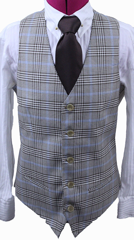 BRAND NEW! Becker Brothers Tan with Light Blue Glenplaid Boy's Vest