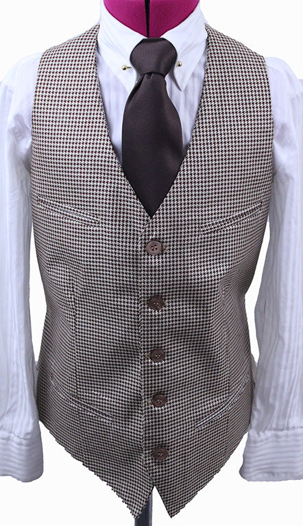 BRAND NEW! Becker Brothers Tan and Merlot Houndstooth Boy's Vest