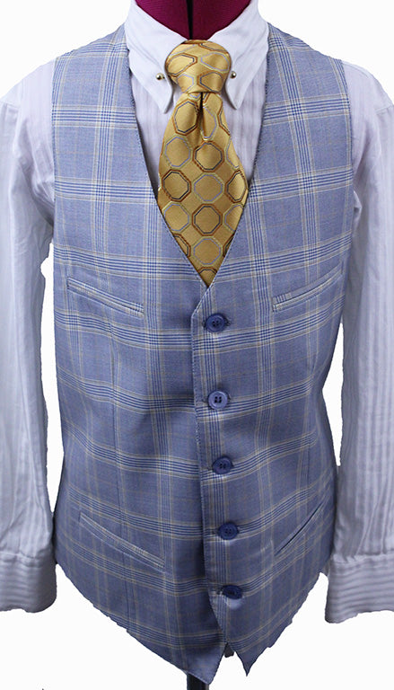 BRAND NEW! Becker Brothers Light Blue and Yellow Plaid Boy's Vest