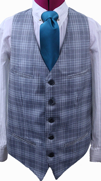 BRAND NEW! Becker Brothers Silver and Grey Glenplaid Boy's Vest