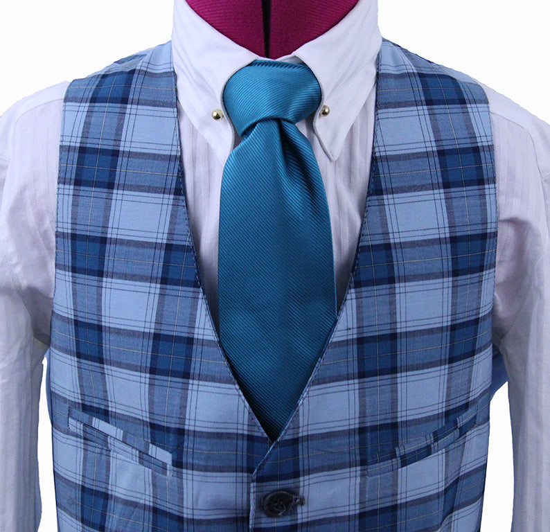 BRAND NEW! Becker Brothers Aqua and Blue Glenplaid Boy's Vest