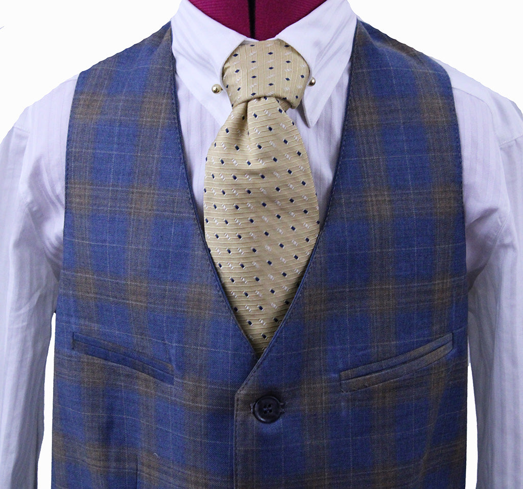 BRAND NEW! Becker Brothers Tan and Blue Glenplaid Boy's Vest
