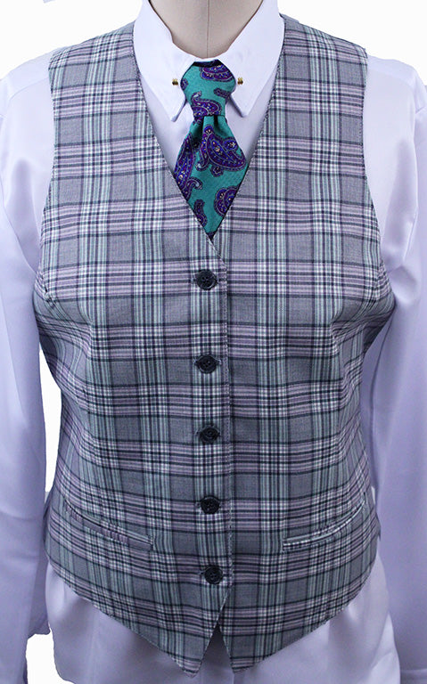 BRAND NEW! Becker Brothers Lavender and Sage Plaid Vest