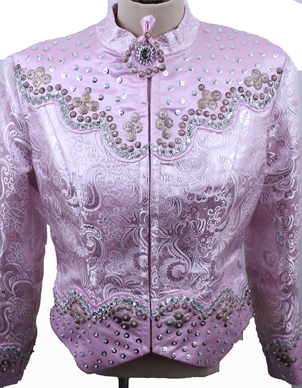 Western Top Vera Kirkland Pink and Silver Paisley Brocade