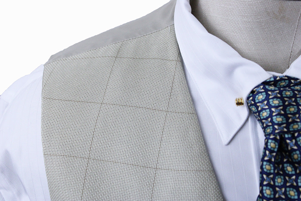 Men's Vest Marsha DeArriaga Tan with Brown Windowpane
