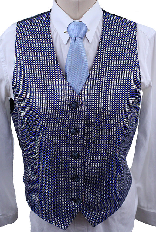 Vest Show Season Reversible Coral and Blue and Silver Box Sheen