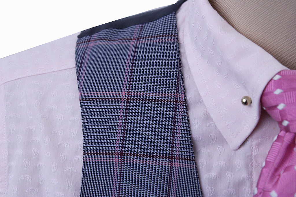 Vest Becker Brothers Silver Glenplaid with Pink and Berry Windowpane